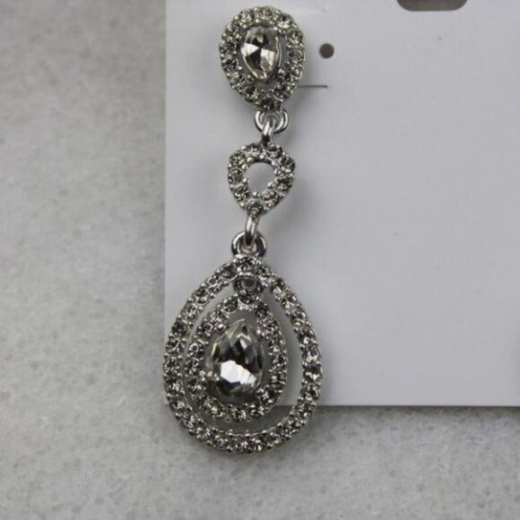 Silver-Tone Pave Orbital Drop Earrings - Picture 3 of 5